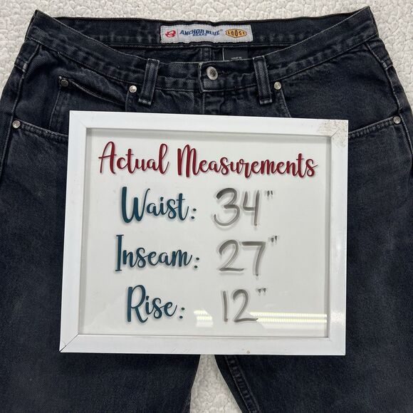 VTG 90s Anchor Blue Loose Jeans 36x30 (Actual 34x27) Black Y2K Grunge Skate - Picture 13 of 13